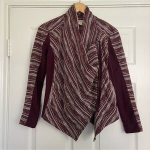 Lucky Brand Moto Knit Cardigan Sweater Jacket Asymetrical Zipper Eggplant XS